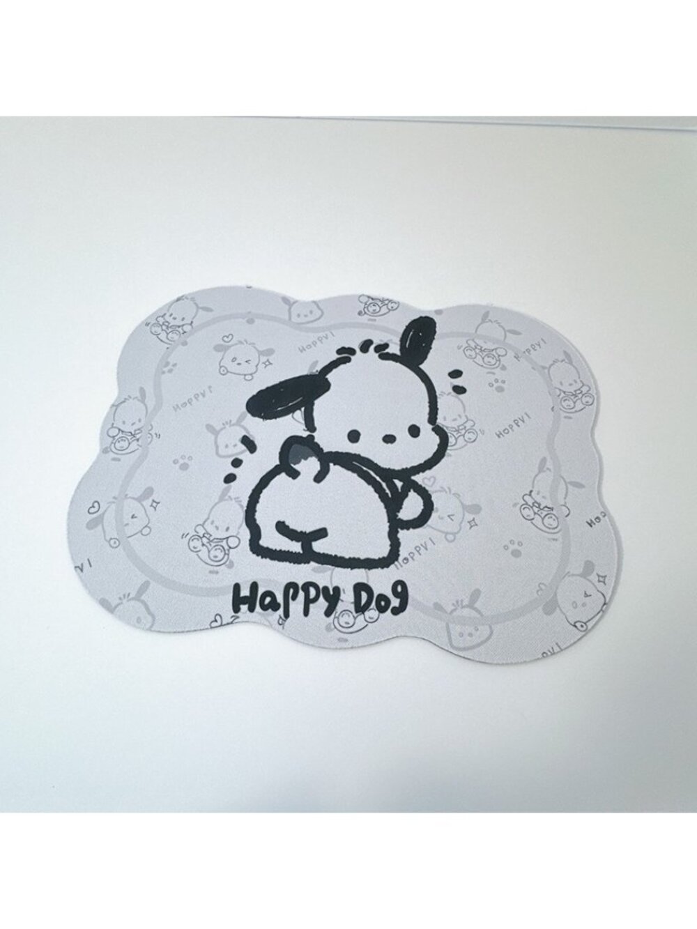 Happy Dog Pochacco Gray Mousepad Desk Mat Kawaii Anime Style